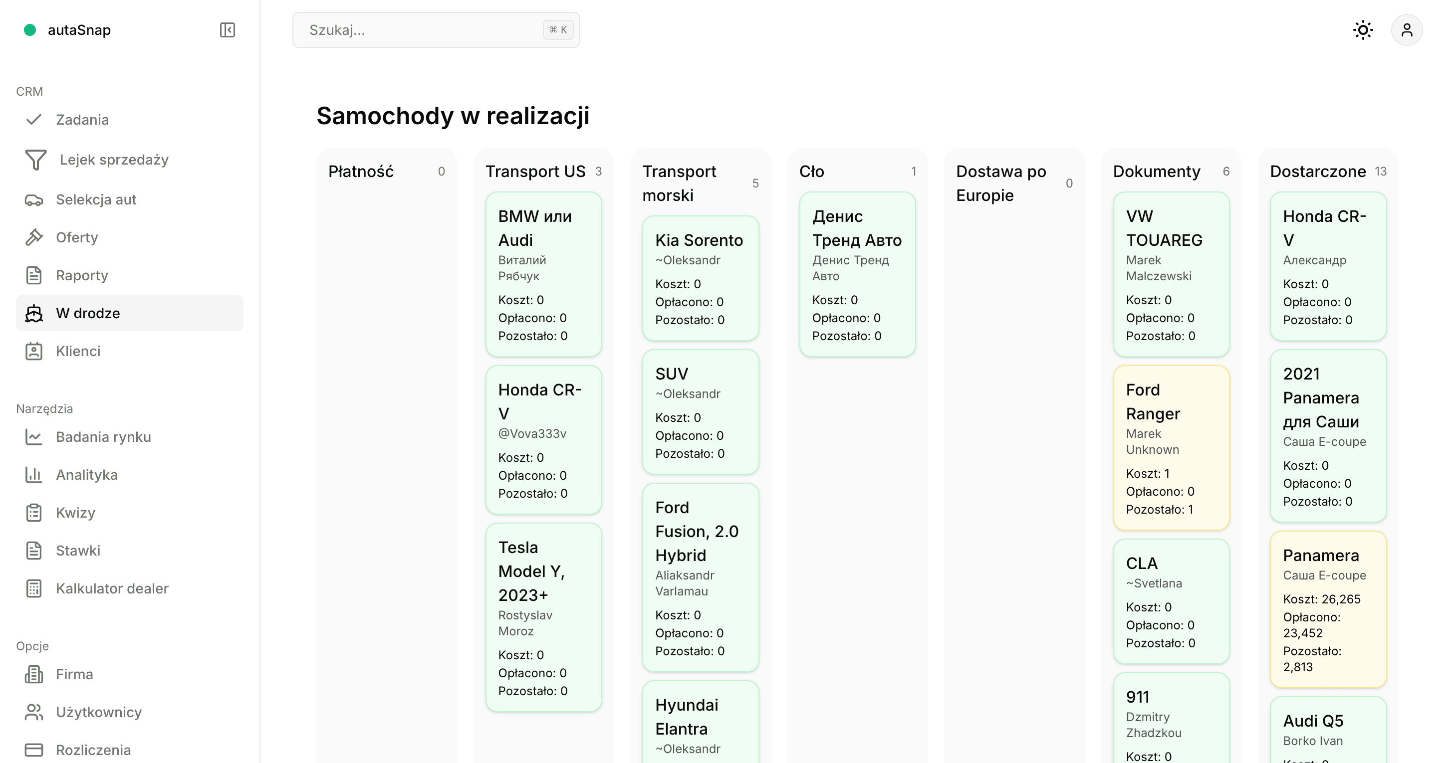 Importfy CRM — etapy dostawy